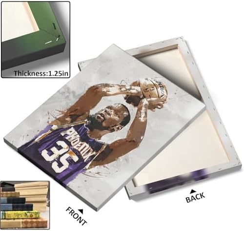 Kevin Durant Basketball Canvas Wall Art, Sports Player Poster, 12x16 Inch | Abstract splash ink athletic artwork, motivational sports wall decor for teen boys room, bedroom, living room, gym or office