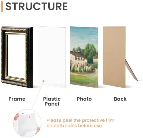 upsimples Vintage 5x7 Picture Frame, Antique Black and Gold Frames, 2 Pack