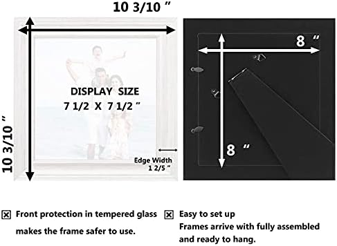 LaVie Home 8x8 Picture Frames (1 Pack, Distressed White) Rustic Photo Frame Set with High Definition Glass for Wall Mount & Table Top Display