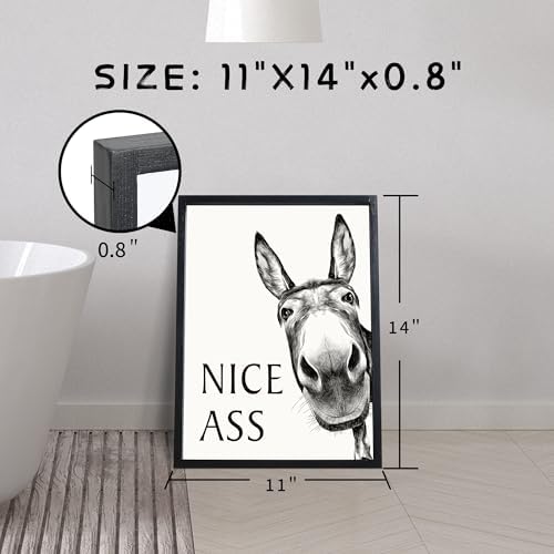 Heiple Framed Bathroom Art Bathroom Wall Decor Farmhouse Home Decor Sets Vintage Funny Wall Art Signs (Black, 11"x14")