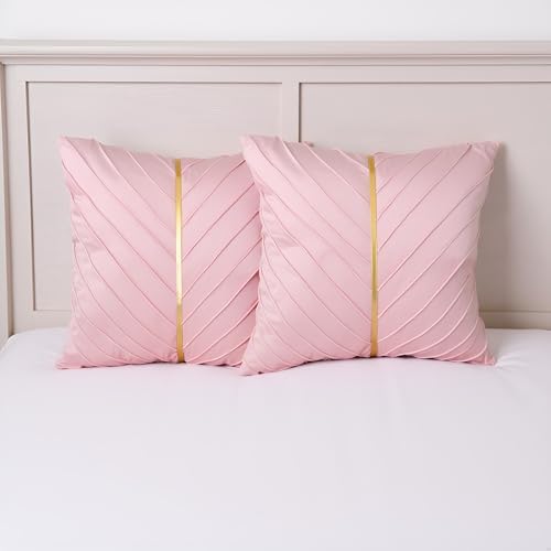 Velvet Throw Pillow Covers 24x24 Pack of 2 Gold Decor Blush Pink
