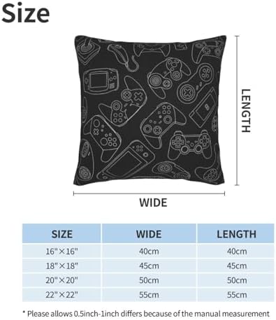 Perinsto Video Game Controller Background Throw Pillow Covers Set of 2 Gaming Gadgets Decorative Pillowcases Soft Cushion Covers for Sofa Couch Bed Home Decor, 20"X20"