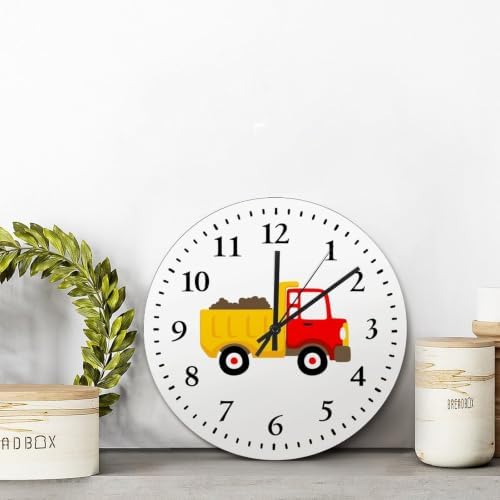 Cute Dump Truck Wall Clock Vehicle Boys Room Nursery Clock for Kids