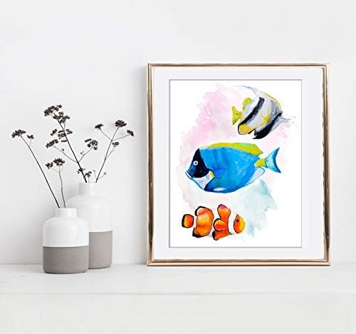 Tropical Fish Art Print | Unframed 8x10 | Aesthetic Wall Decor | Vibrant Wall Prints for Living Room | Ocean-Themed Art | Perfect for Home, Office, or Coastal Room Decor | Art Prints for Wall Decor