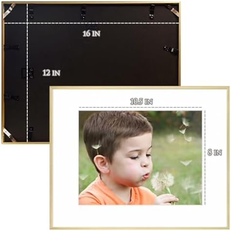 Frametory 2 Pack 12x16 Aluminum Frame with Mat for 8.5x11 Photo, Gold