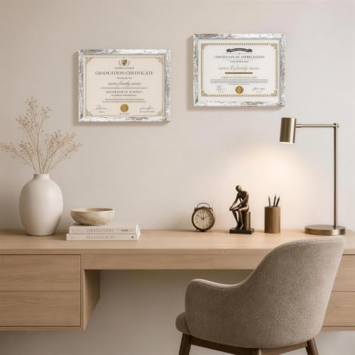 Vittanly 8.5x11 Picture Frames Set of 5, Diploma Frame, Distressed White