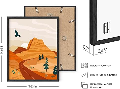 HAUS AND HUES Vintage National Park Posters - Set of 6 National Parks Art Prints, Nature Wall Art and Mountain Print Set, Abstract Prints of Mountain Wall Art (Black Frame, 11x14)
