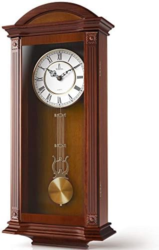 Pendulum Wall Clock, Large Hanging Wooden Grandfather Wall Clock, Quiet