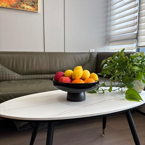 11" Ceramic Fruit Bowl for Kitchen Counter, Black