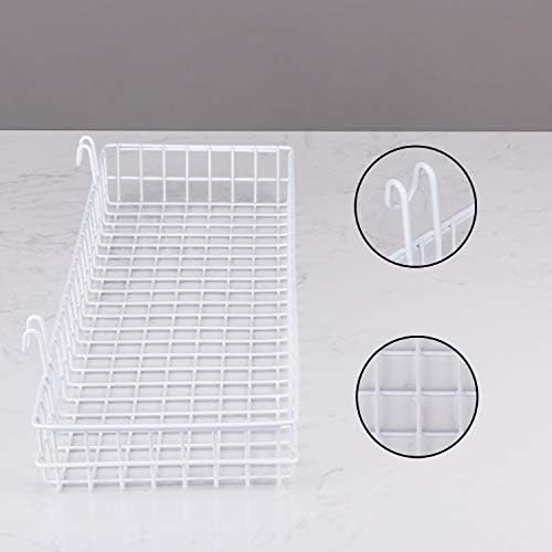 Kaforise Hanging Basket for Wire Wall Grid Panel, Multi-function Wall Storage and Display Basket, Large Size, White