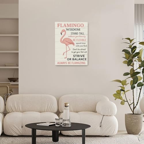 Pink Flamingo Decor Wall Art Flamingo Wisdom Pictures Inspirational Quotes Canvas Prints Painting Animal Artwork Decoration for Bathroom Bedroom Living Room Framed Girls Gifts 20"x24"