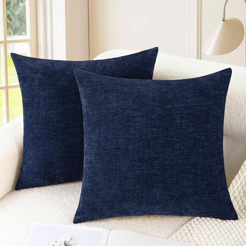 CaliTime Decorative Couch Throw Pillow Covers 16 X 16 Inches Navy Blue