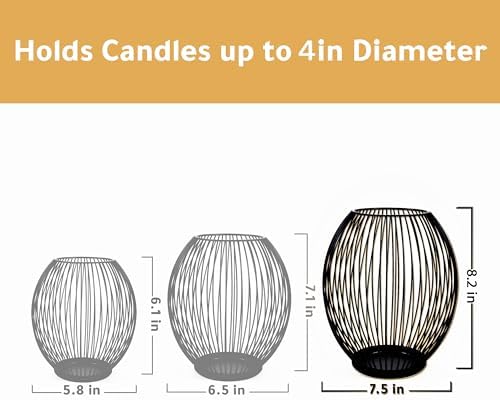OLEEK Large Metal Candle Holder - Outdoor Lanterns for Patio - Iron Candle Holder - Decorative Candle Holders for Pillar Candles - Table Candles Holders Decor - Iron Candle Stands - Candles Holder