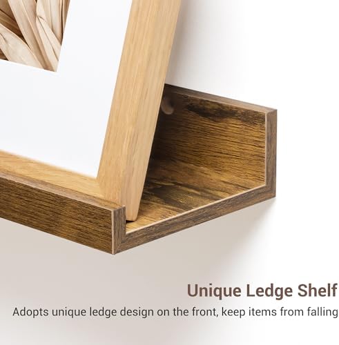 Axeman Picture Ledge Shelf, 24 Inch Brown Floating Shelves Set of 3