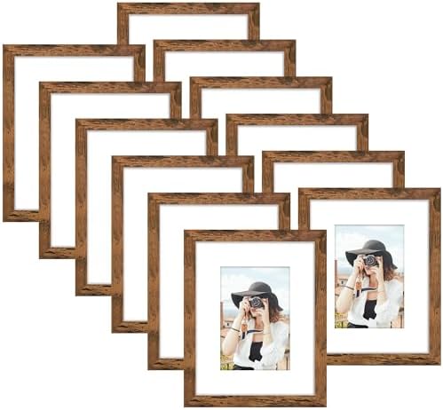 Picrit 11x14 Picture Frame Set of 12, Modern Gallery Wall Frames, Brown