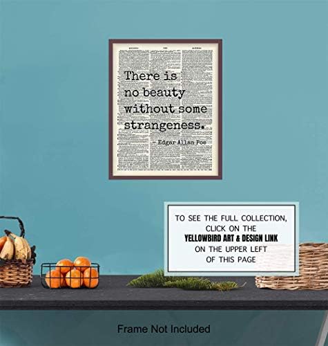 Edgar Allan Poe Quote 8x10 Dictionary Art Wall Decor Picture - Upcycled Vintage Retro Decoration for Home, Office, Apartment, Living Room, Bedroom, Bathroom - Gift for Poetry Fans