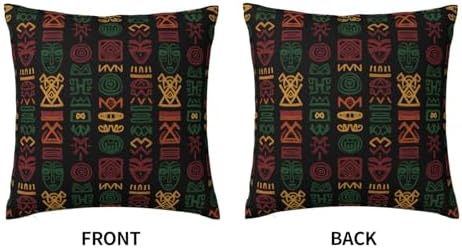 African Tribal Mask & Geometric Pattern Decorative Throw Pillow Cover