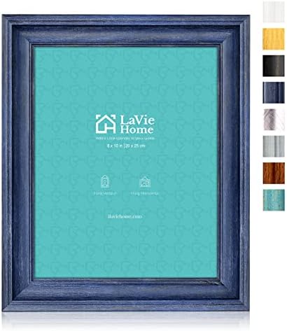 LaVie Home 8x10 Picture Frames (3 Pack, Blue Wood Grain) Rustic Photo Frame Set with Tempered glass for Wall Mount & Table Top Display