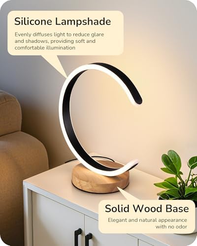 EDISHINE LED Table Lamps for Living Room, C-Shaped Modern Bedside Lamp