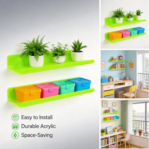 ROYALITA 2-Pack Acrylic Shelves Wall Mounted, 17 Inch Display Shelves