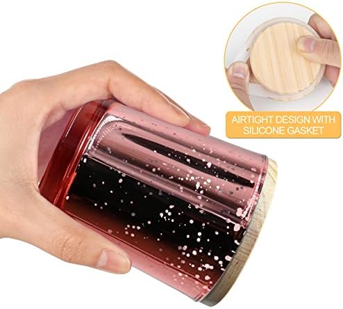 SHOWIN Thick Candle Jars for Making Candles 12 Pcs, 7 OZ Empty Jars with Wood Lids for Candle Making, Sample Container, Rose Pink