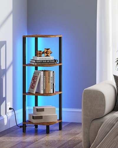 TUTOTAK Corner Shelf, 4-Tier Corner Bookshelf for Small Space