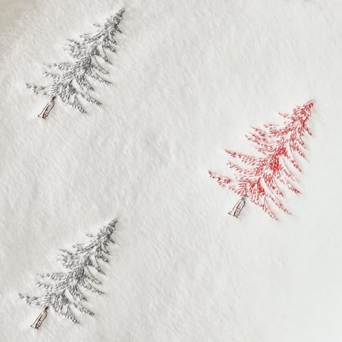 MIULEE Christmas Decorative Faux Fur Pillow Covers 20x20 Inch White Red
