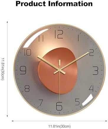 Ergocar Silent Modern Metal Clock, Art Deco Clock, Suitable for Living Room, Bedroom, Office, Study Room