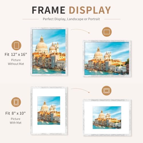 12x16 Picture Frames Set of 3 Vintage White Photo Frame Wall Table Display