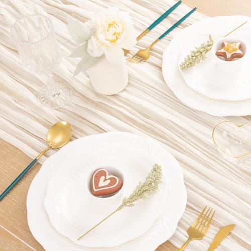 12 Pack Ivory White Cheesecloth Table Runner Rustic Gauze Centerpiece