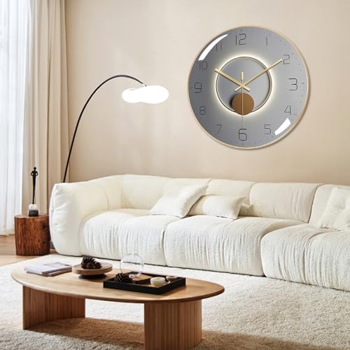 Ergocar Silent Modern Metal Wall Clock - Art Deco Style, Non-Ticking for Living Room, Bedroom, Office, Study Room