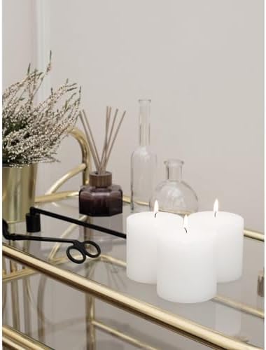 CANDWAX 3x3 Pillar Candles Set of 3 - Rustic Unscented No Drip White Candles for Home Decor, Weddings, Centerpieces
