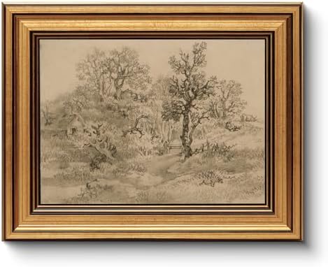 WHASAYART Gold Framed Vintage Wall Art for Living Room, Landscape Painting Prints Shelf Decor for Kitchen, Aesthetic Bedroom Wall Art, Best Gifts for Friends or Family - Small Farmhouse 10L x 8W