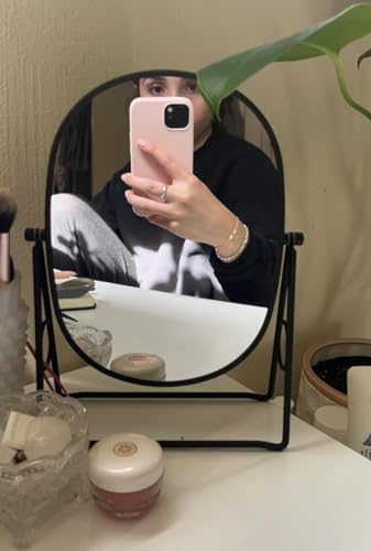 JOYOEIKON Classic Dual Sided 5X and 1X Magnifying Makeup Mirror and Tabletop Standing 360° Rotation Vanity Mirror,Desktop Cosmetic Mirror (Chrome)