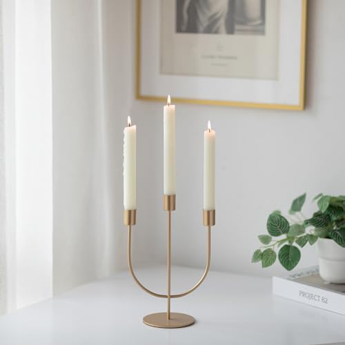 Sziqiqi Gold Candelabra Candle Holders Set of 2, 3 Arm Candelabras