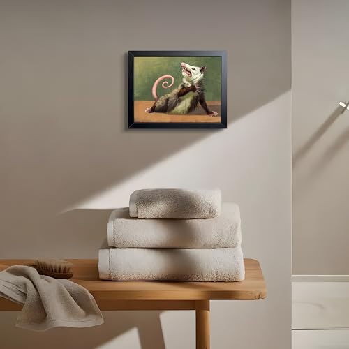 Funny Animals Opossum Wall Art, Whimsical Opossum Canvas Wall Decor Posters, Cute Possum Humor Animal Lovers Prints Painting for Living Room Bedroom Dorm Decor 8x10 Inch Framed