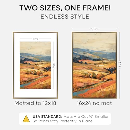 Homeforia 16x24 Bronze Picture Frame, High-End Metal, 12x18 Mat, Glass