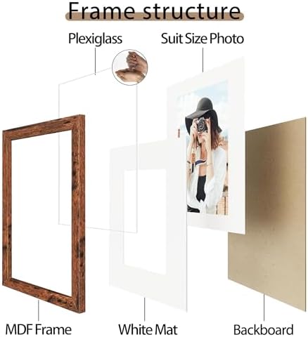 Picrit 10x10 Picture Frame Set of 12, Modern Gallery Wall Frames, Brown