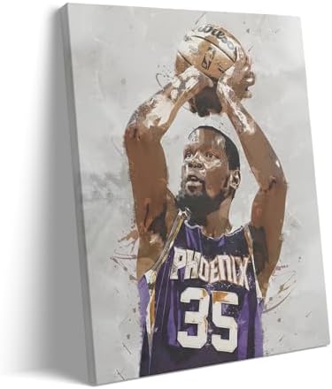 Kevin Durant Basketball Canvas Wall Art, Sports Player Poster, 24x30 Inch | Abstract splash ink athletic artwork, motivational sports wall decor for teen boys room, bedroom, living room, gym or office
