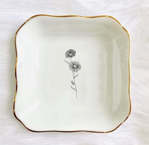 Ceramic Floral Ring Dish for Mom, Bridal Shower Gift for Bridesmaid, Bride to Be Gift, Friendship Gift for Best Friend, Daughter Gift, to Mom from Bride