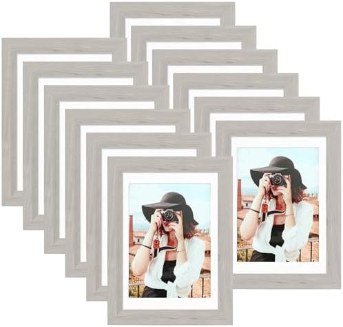 Picrit 5x7 Picture Frame Set of 12, Modern Gallery Wall Frames, Gray