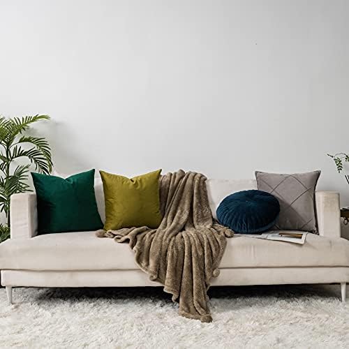 Dark Green Couch Velvet Throw Pillow Covers 18x18 inch Set of 2 with Zipper Decorative Luxury Soft Solid Rectangle Cushion Covers Case for Sofa Bed Living Room Car