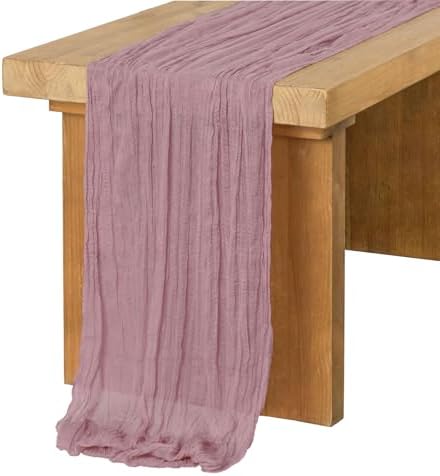 Ling's Moment 14Ft Lilac & Gold Cheesecloth Table Runner