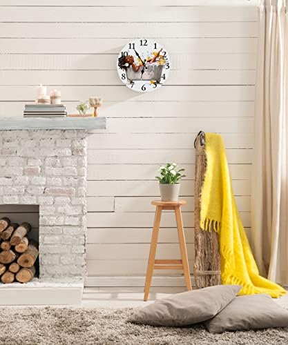 LOKMU Silent Non Ticking Clock 10 Inch, Round Wall Clock,Decorative for Living Room, Kitchen, Home,Bathroom, Bedroom, Office or School, African Woman Taking Shower