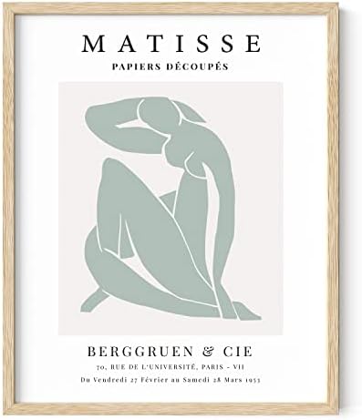 HAUS AND HUES Danish Pastel Aesthetic Matisse Poster - Danish Pastel Room Decor Aesthetic Matisse Print & Sage Green Wall Decor Matisse Cutouts Modern Wall Art Abstract (16" x 20" Beige Frame)