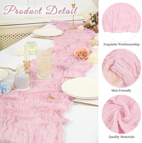 20 Pack Cheesecloth Table Runner 17 x 108 Inch, Light Pink