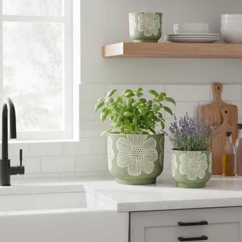 6 Inch Ceramic Plant Pots with Drainage Holes for Indoor Plants