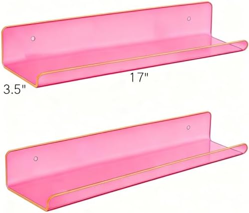 ROYALITA 2-Pack Acrylic Shelves Wall Mounted, 17 Inch Display Shelves