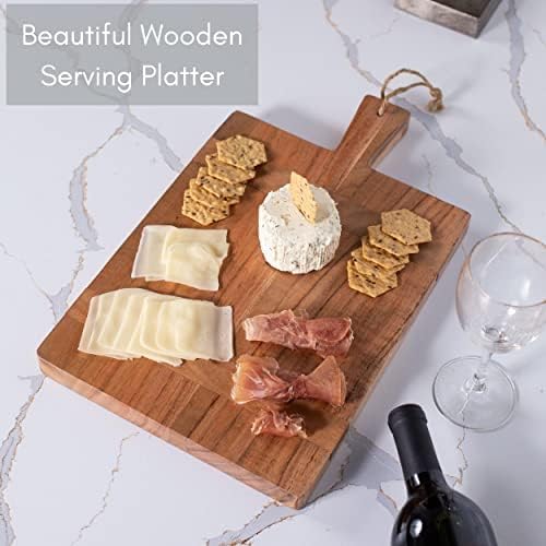 BIRDROCK HOME 16" Inlay Serving Board - Party Charcuterie Board for Appetizers Wood Food Kitchen Platter - Pizza Fruit Display - Espresso