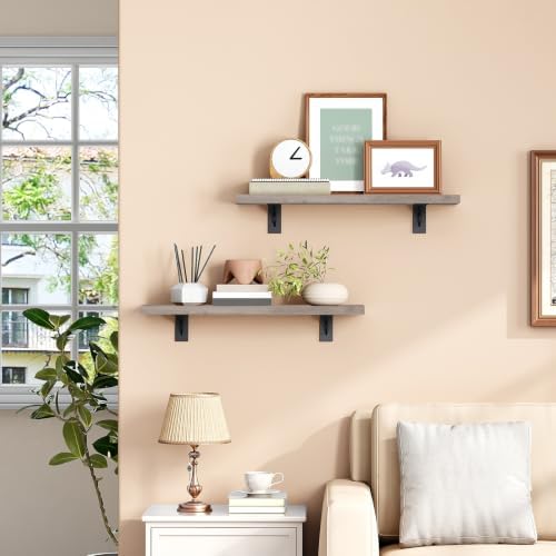 HOOBRO Floating Shelves for Wall, 15.7" Wall Mounted Shelves Set of 2